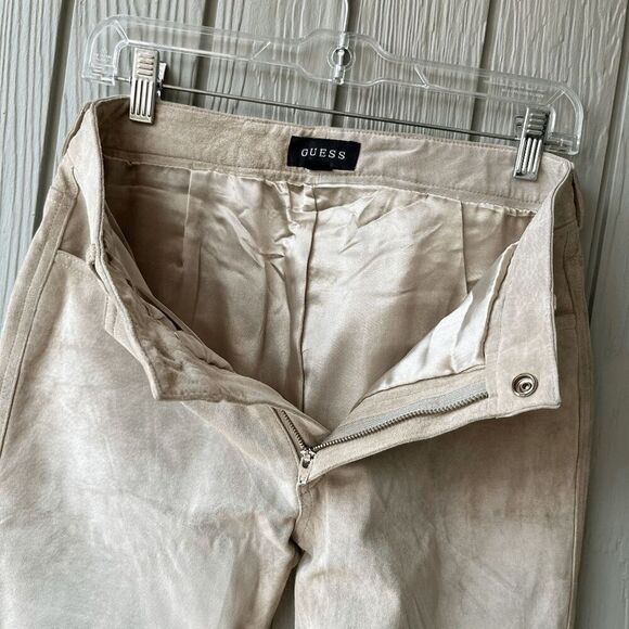 Vintage Guess Genuine Suede Leather Pants Size 6 Beige Straight Leg - Picture 6 of 12
